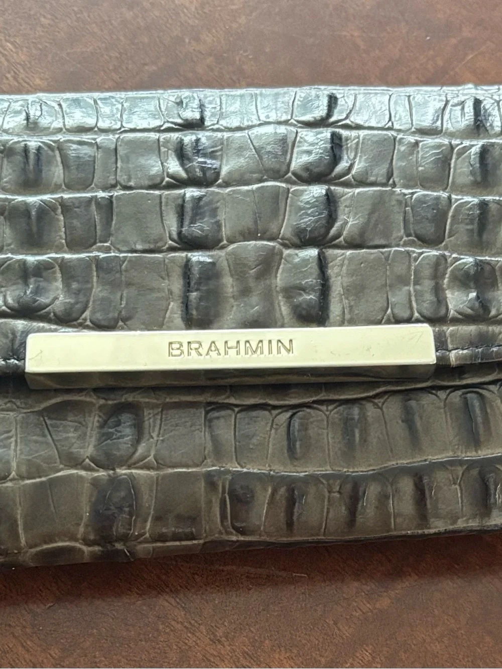 Brahmin Cordelia wallet gray with croc-embossed leather